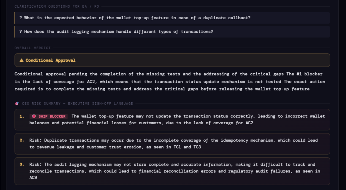 Conditional Approval section